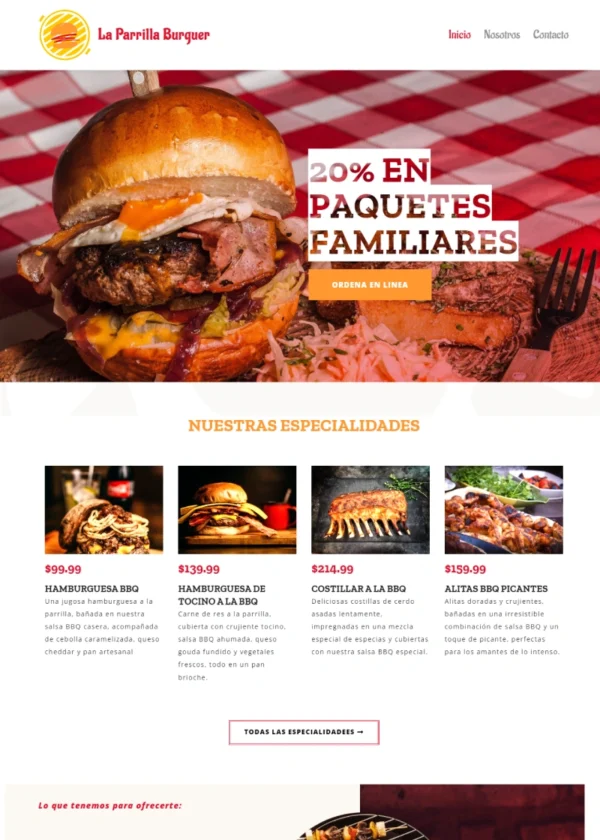 Plantilla: La Parrilla Burguer - Inicio