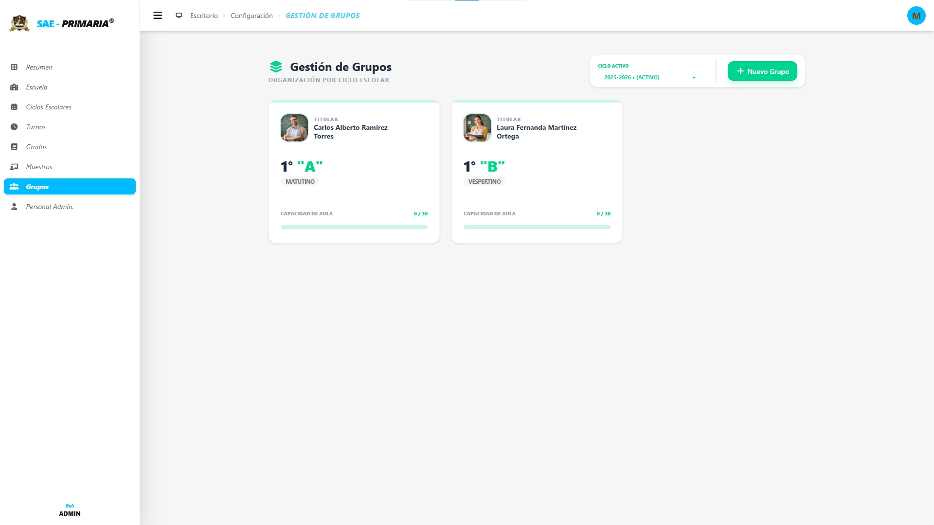 SAE - Primaria - Gestión de Grupos